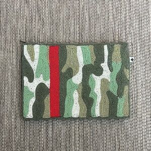 Ink + Allow Camouflage Seed Bead pouch clutch